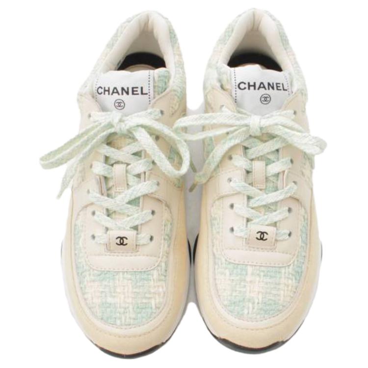 Lookbook (W) Chanel Sneaker Rendah 'Logo Lace-Up - Beige Blue' G38299-Y56627-K6021