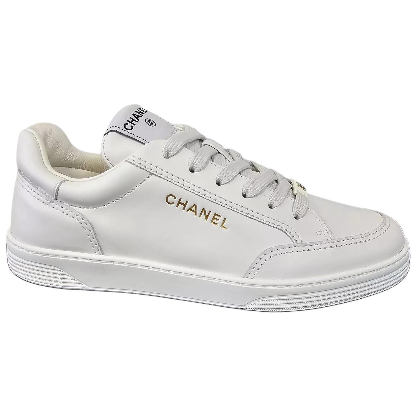 Order CHANEL香奈兒 皮革 時尚系帶 低筒 板鞋 女款 白色