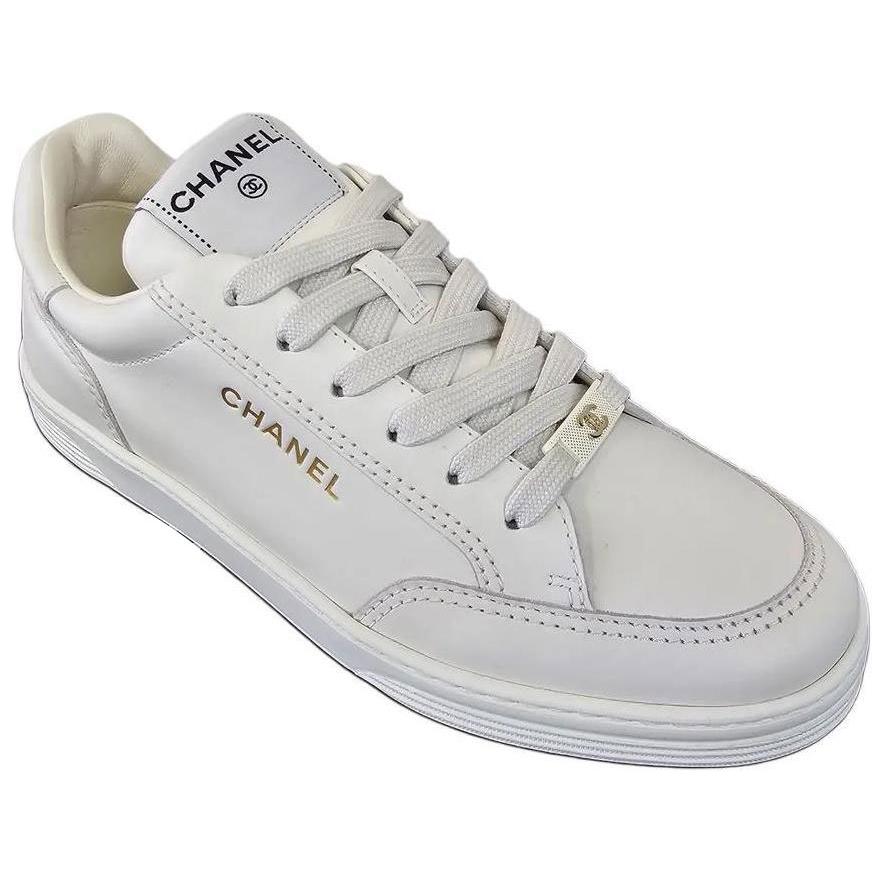 Lookbook CHANEL香奈兒 皮革 時尚系帶 低筒 板鞋 女款 白色