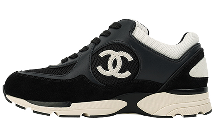 (W) Chanel Sneakers 'Navy Black Mesh and Suede Calfskin'