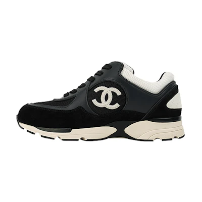 (W) Chanel Sneakers 'Navy Black Mesh and Suede Calfskin'
