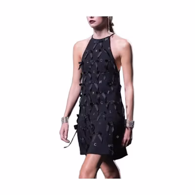 (Women) CHANEL Spring/Summer 2023 Halter Neck Bow Strap Dress Black P74930-V21533-94305