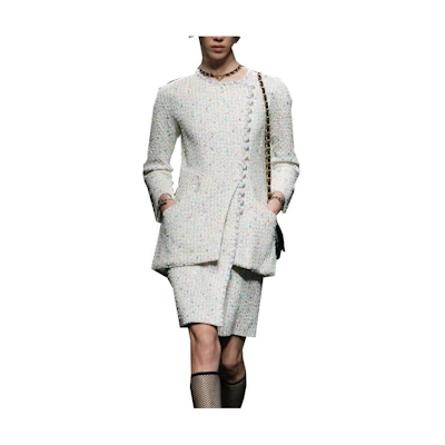 (Women) CHANEL Spring Summer 2023 Contrast Buttoned Short Coat Women’s White P74827-V66339-NN394