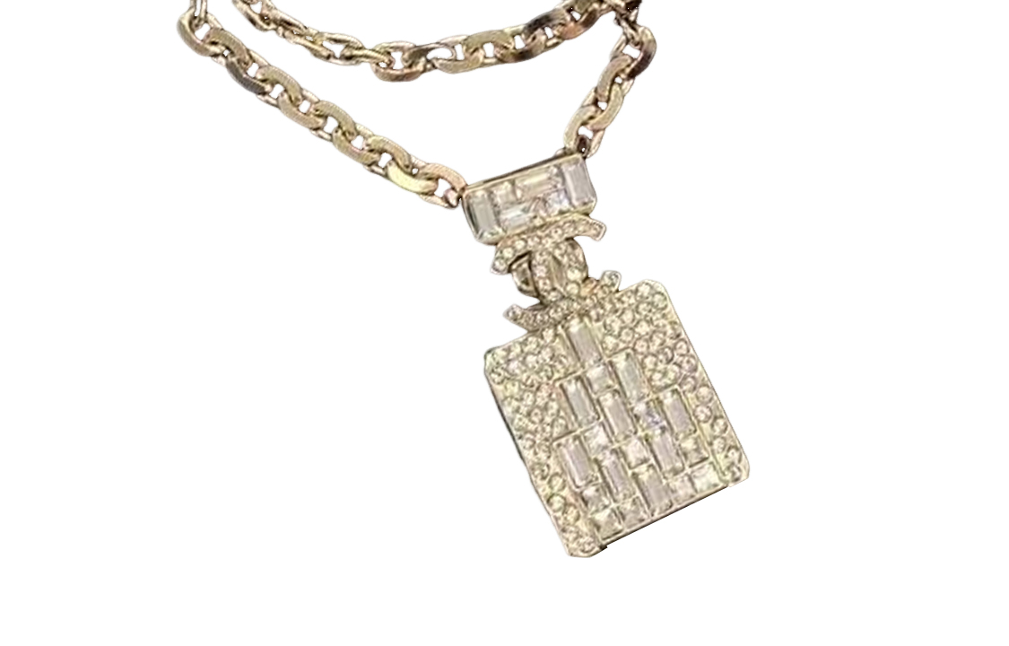 (Women) CHANEL Spring/Summer 2023 Gold Perfume Bottle Pendant Necklace with Rhinestones ABA323-B10497-NN165 圖 3