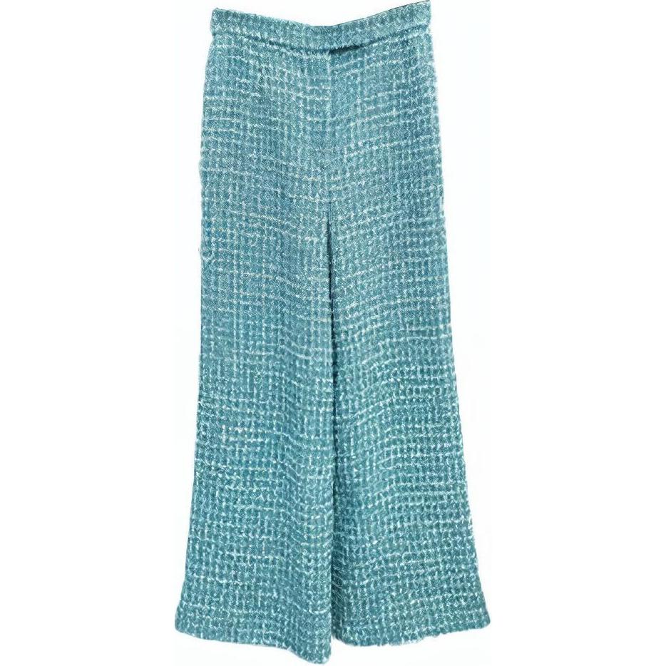 (Women) CHANEL Spring/Summer 2023 High-Waist Flared Casual Linen Pants Blue Women’s. P74427-V65662-NL536