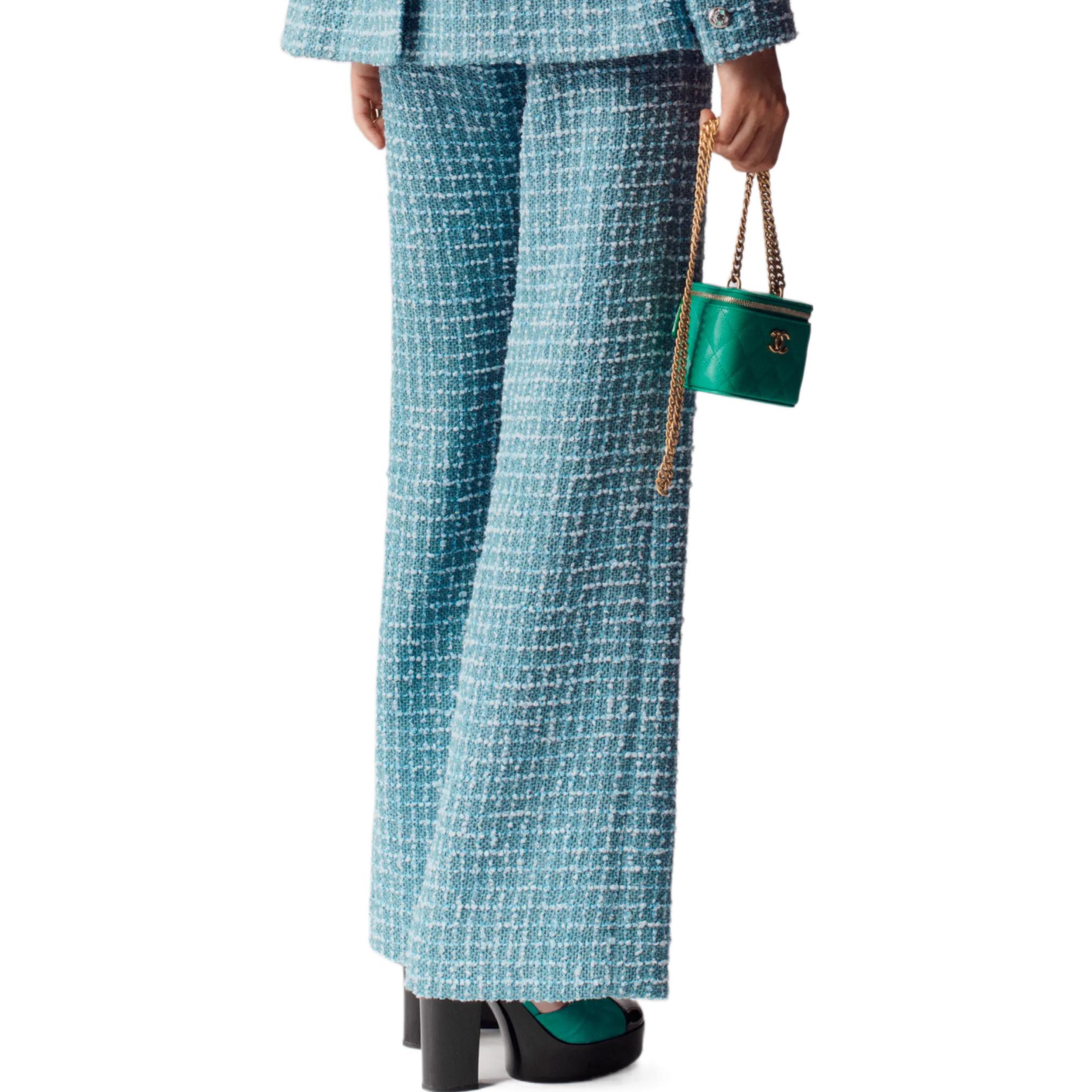 Shop (W) シャネル 春夏 2023 ハイウエスト フレア リネンパンツ ブルー レディース カジュアル. P74427-V65662-NL536