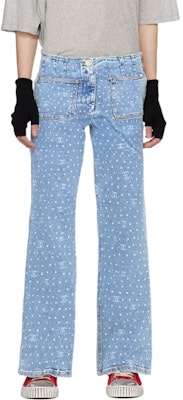 (Women) CHANEL Spring Summer 2023 Polka Dot Logo Printed Straight-Leg Jeans Women Light Blue P74503-V66049-NM672 Lookbook (Women) CHANEL Spring Summer 2023 Polka Dot Logo Printed Straight-Leg Jeans Women Light Blue P74503-V66049-NM672