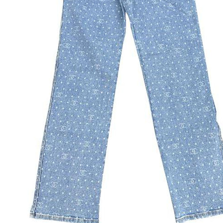 Sizing (W) CHANEL 春夏2023波點Logo印花直筒牛仔褲 女款淺藍色 P74503-V66049-NM672