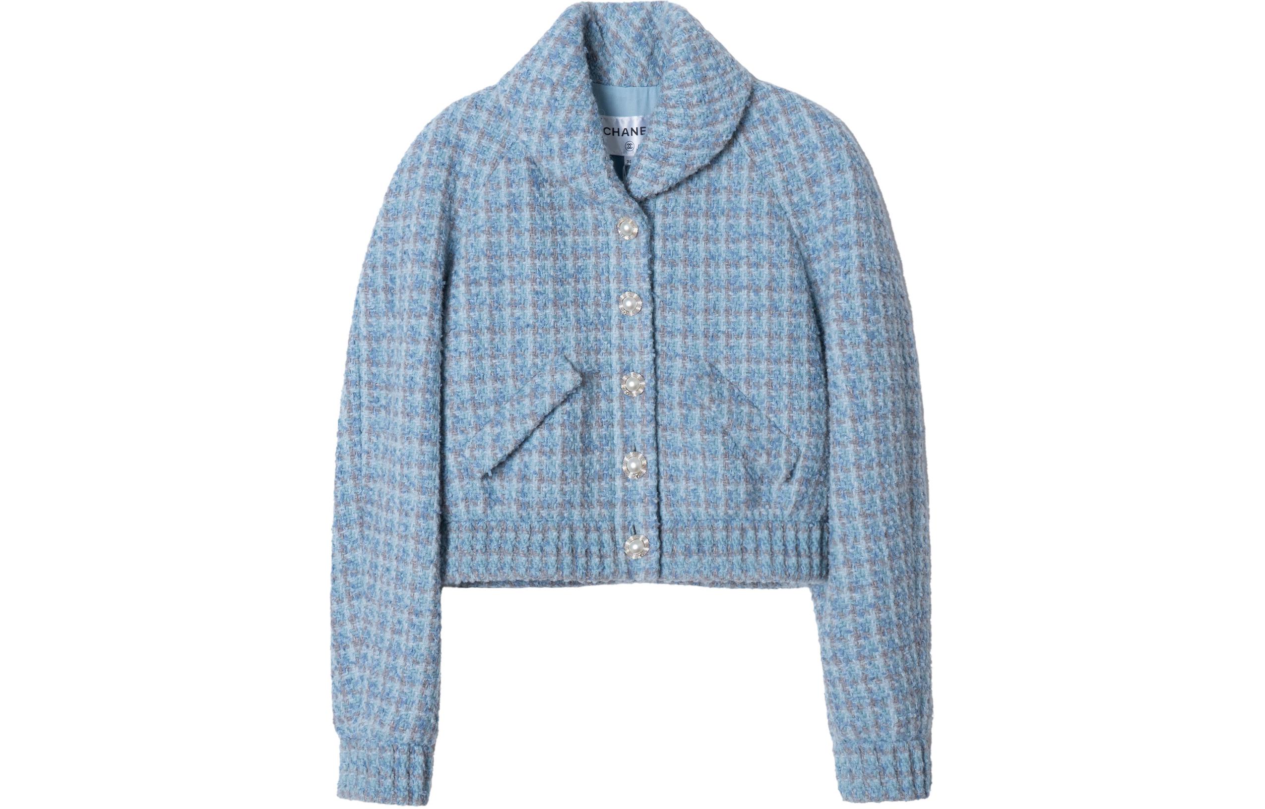 (Women) CHANEL Spring/Summer 2024  Blue Plaid Lapel Long Sleeve Jacket. P73346-V64915-NJ593