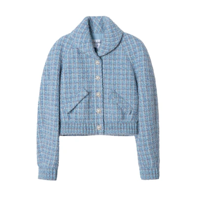 (Women) CHANEL Spring/Summer 2024 Blue Plaid Lapel Long Sleeve Jacket. P73346-V64915-NJ593
