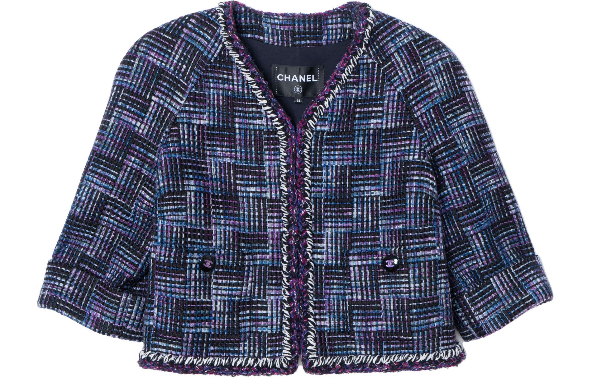 (Women) CHANEL Spring Summer 2024  Navy Blue Tweed V-Neck Long Sleeve Jacket. P75467-V67167-NQ363 圖 2