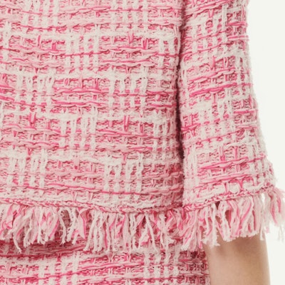 (Women) CHANEL Spring Summer 2024 Pink Colorblock Knit Short-Sleeve Top. P77005-K11117-NW377 Sizing (Women) CHANEL Spring Summer 2024 Pink Colorblock Knit Short-Sleeve Top. P77005-K11117-NW377