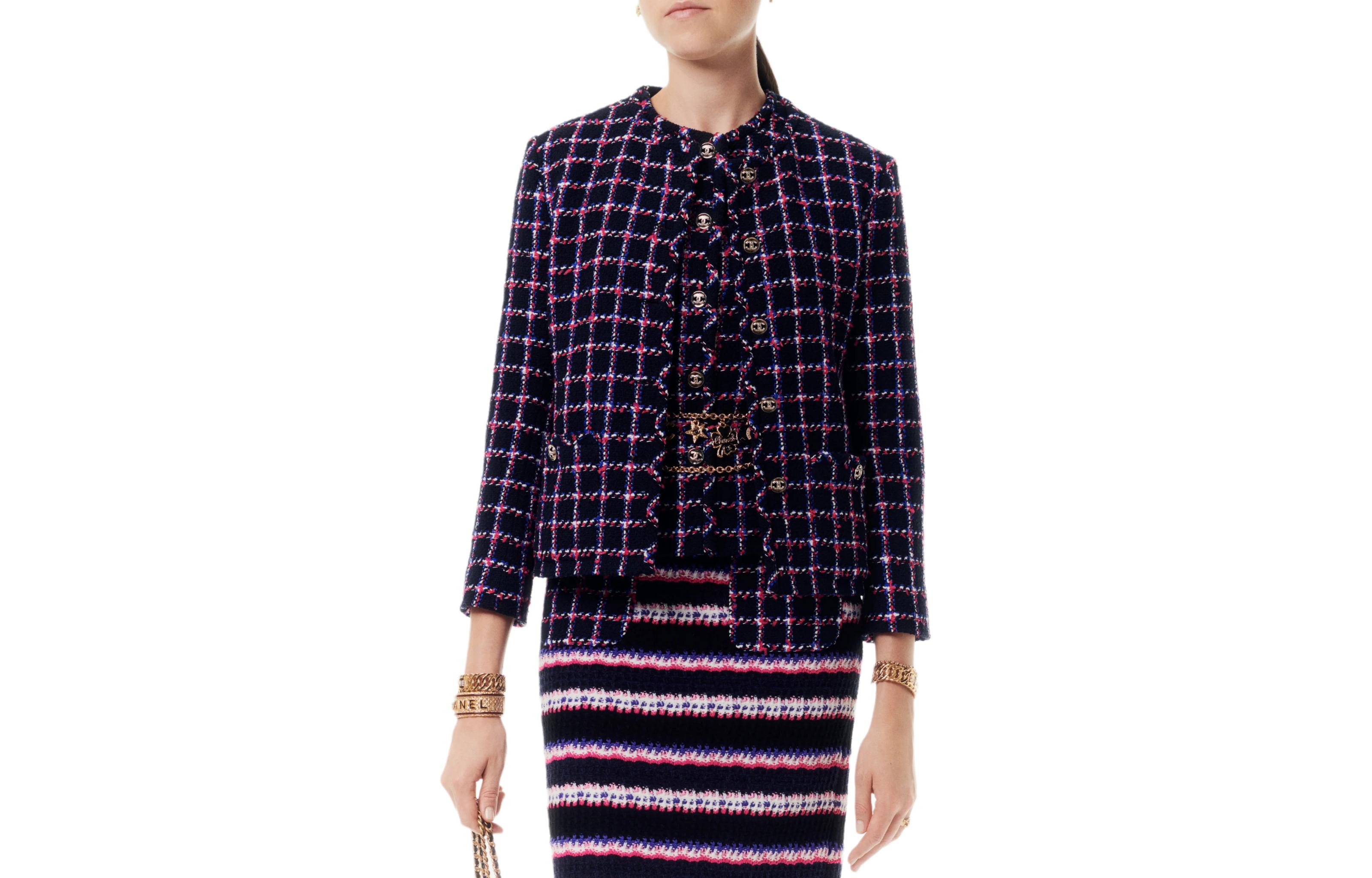 (Women) CHANEL Spring Summer 2024  Plaid Round-Neck Button Long-Sleeve Jacket. P76726-V68547-NU895 圖 2