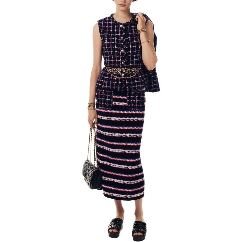 (Women) CHANEL Spring Summer 2024  Plaid Round-Neck Button Long-Sleeve Jacket. P76726-V68547-NU895 圖 3