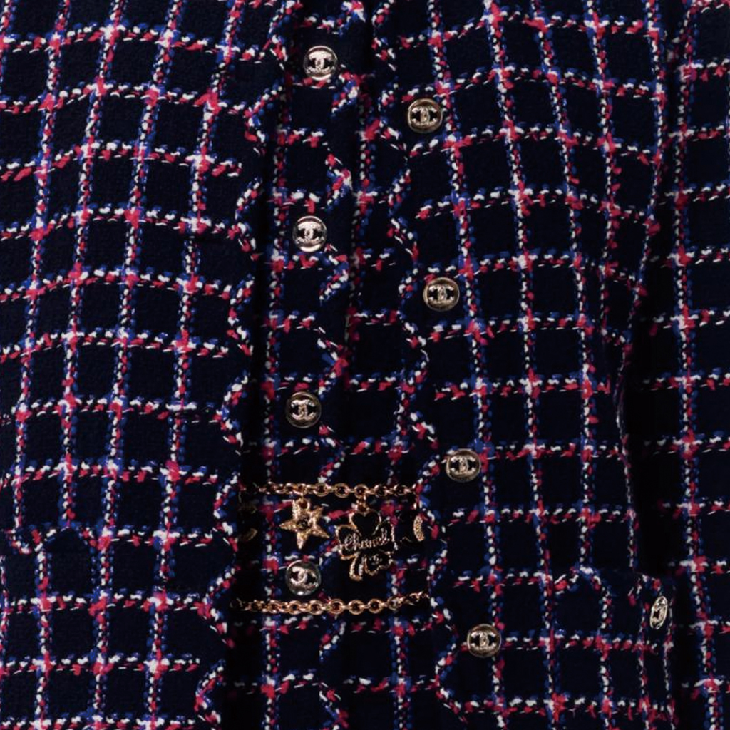 (Women) CHANEL Spring Summer 2024  Plaid Round-Neck Button Long-Sleeve Jacket. P76726-V68547-NU895 圖 6