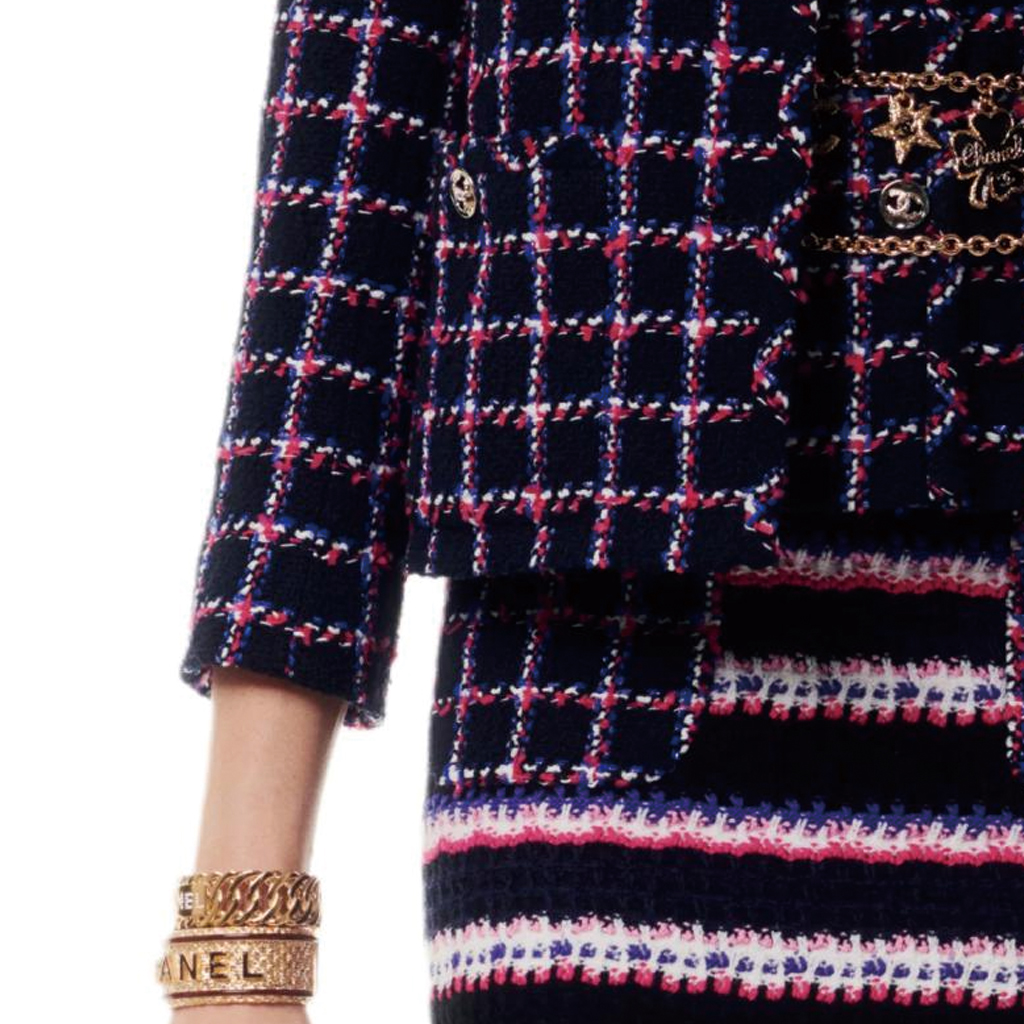 (Women) CHANEL Spring Summer 2024  Plaid Round-Neck Button Long-Sleeve Jacket. P76726-V68547-NU895 圖 7