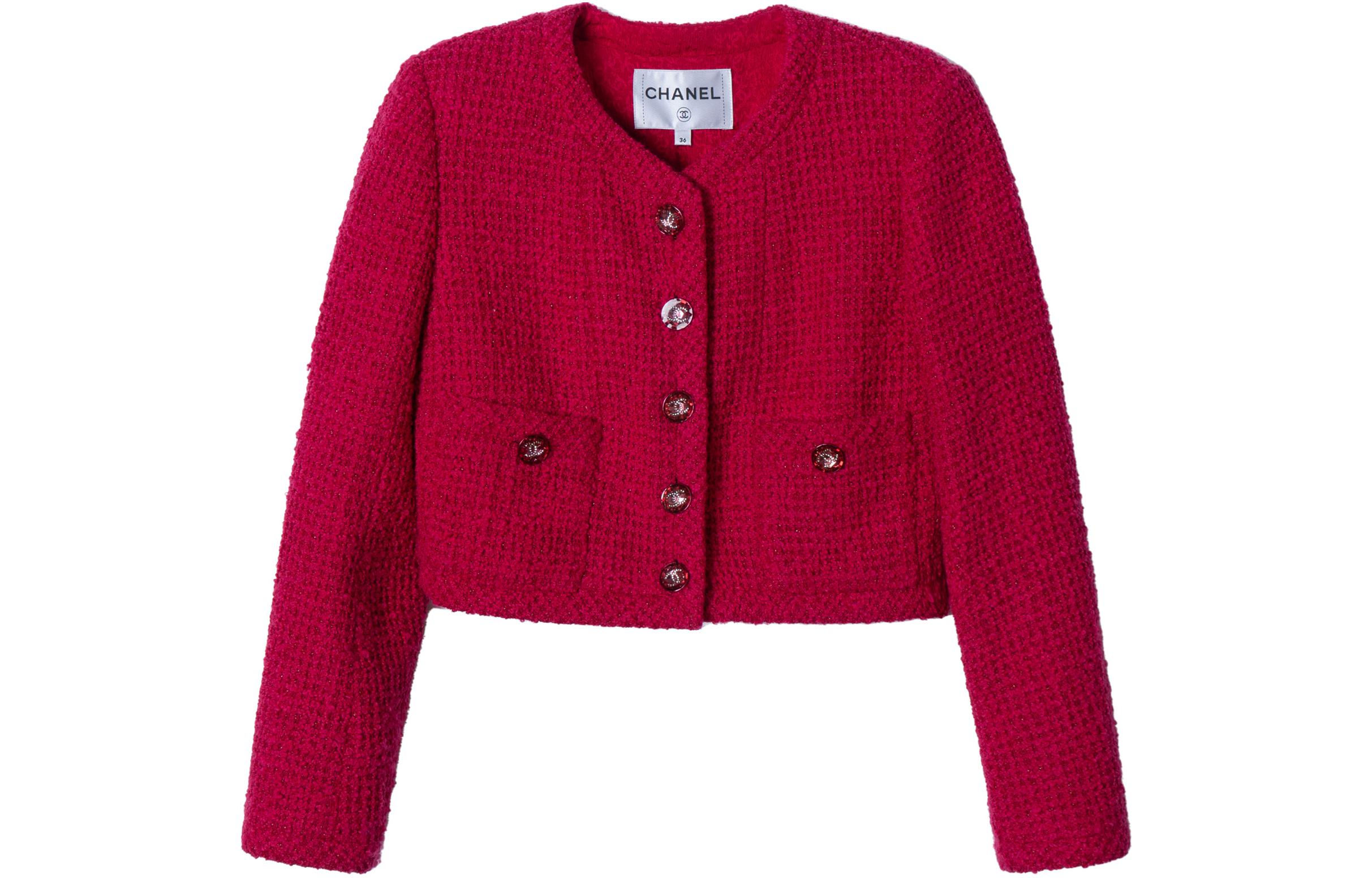 (Women) CHANEL Spring/Summer 2024  Red Cropped Button-Up Long Sleeve Jacket P71724-V63171-NF253