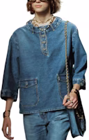 (Women) CHANEL Spring Summer 2024 Washed Effect 3/4 Sleeve Shirt - Blue. P76797-V69116-NX158 (Women) CHANEL Spring Summer 2024 Washed Effect 3/4 Sleeve Shirt - Blue. P76797-V69116-NX158