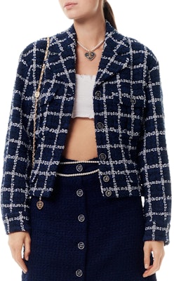 (Women) CHANEL Spring/Summer 2024 Navy Blue Checkered Button-Up Jacket P76725-V68782-NU898 Order (Women) CHANEL Spring/Summer 2024 Navy Blue Checkered Button-Up Jacket P76725-V68782-NU898