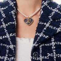 Sizing (W) CHANEL 春夏2024 深藍色格紋扣式外套 P76725-V68782-NU898