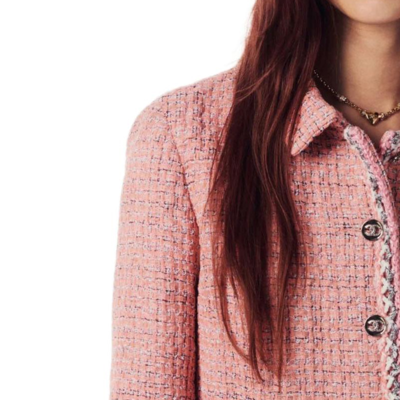 Shop (W) シャネル 春夏2024 ピンク チェッカーロングスリーブジャケット レディース用. P76681-V68648-NL395