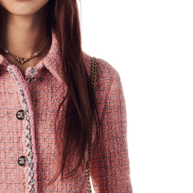 Purchase (W) シャネル 春夏2024 ピンク チェッカーロングスリーブジャケット レディース用. P76681-V68648-NL395