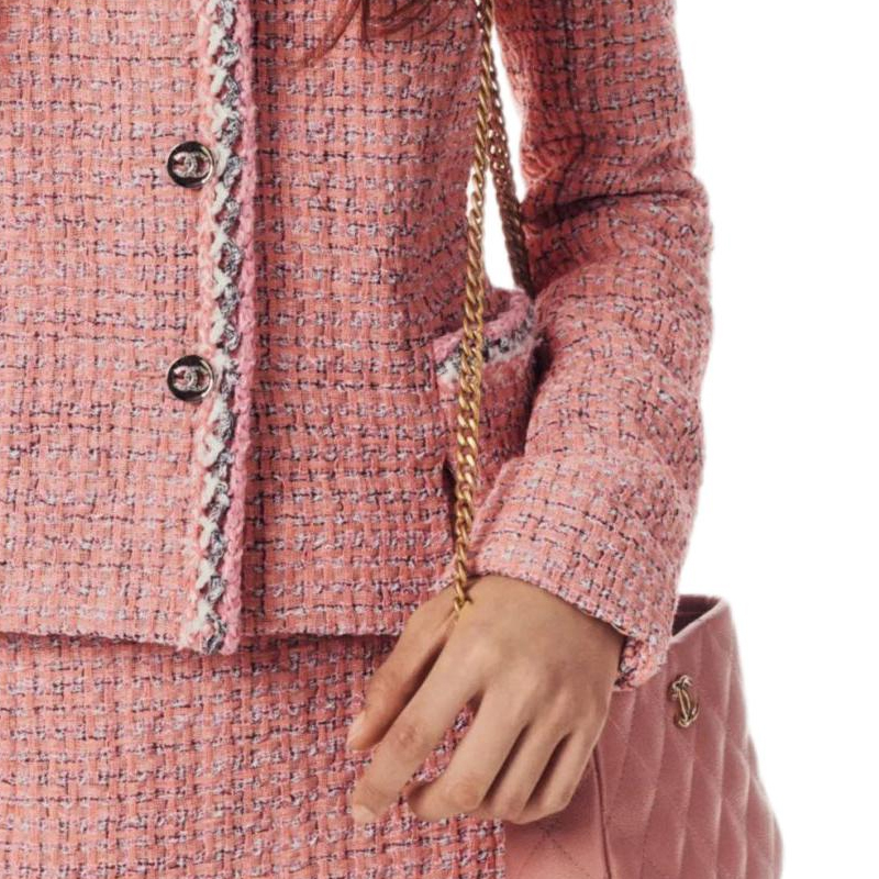 Sizing (W) シャネル 春夏2024 ピンク チェッカーロングスリーブジャケット レディース用. P76681-V68648-NL395