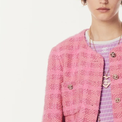 (Women) CHANEL Spring/Summer 2024 Pink Plaid Round-Neck Long-Sleeve Jacket for Women. P76714-V68549-NU897 Shop (Women) CHANEL Spring/Summer 2024 Pink Plaid Round-Neck Long-Sleeve Jacket for Women. P76714-V68549-NU897