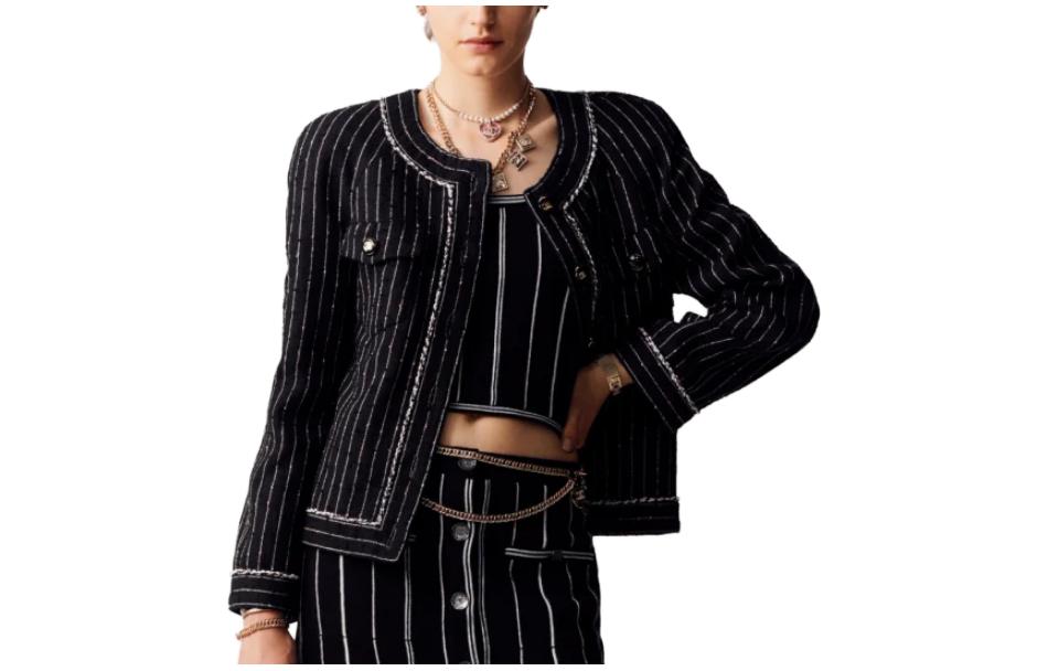 Order (W) シャネル スプリング/サマー23 ブラックストライププリント クロップタンクトップ P74629-K10711-NM955