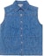 Order (Women) CHANEL Spring Summer 23 Blue Denim Sleeveless Shirt Collar Vest Tee. P74492-V66068-NM715