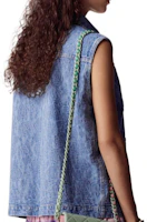 Shop (Women) CHANEL Spring Summer 23 Blue Denim Sleeveless Shirt Collar Vest Tee. P74492-V66068-NM715