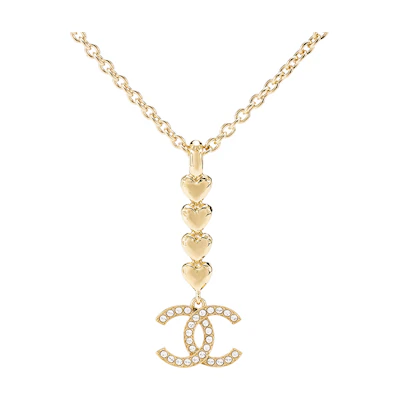 (Women) CHANEL Spring/Summer 23C Heart Rhinestone Double C Metal Necklace Women. ABA263-B10486-NN007