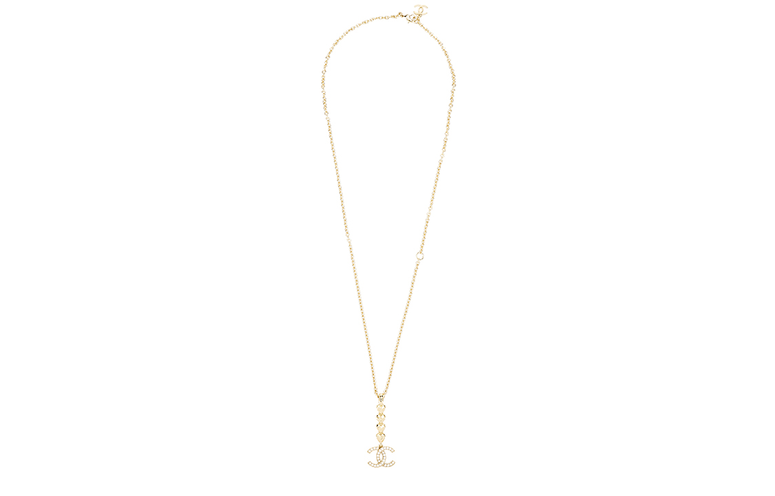 Shop (W) CHANEL 春夏23C 雙C水鑽心型金屬項鍊女士款 ABA263-B10486-NN007