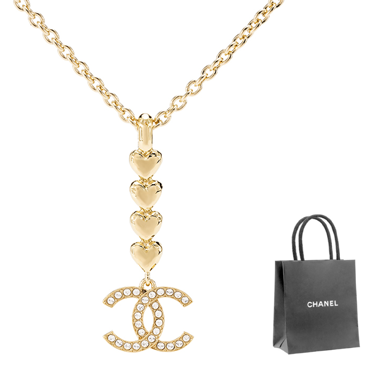 Details for (W) CHANEL 春夏23C 雙C水鑽心型金屬項鍊女士款 ABA263-B10486-NN007
