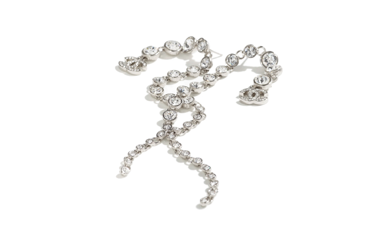 (Women) CHANEL Spring Summer 23S Double C Crystal Drop Earrings Silver for Women. ABA629 B10756 NN587 圖 3