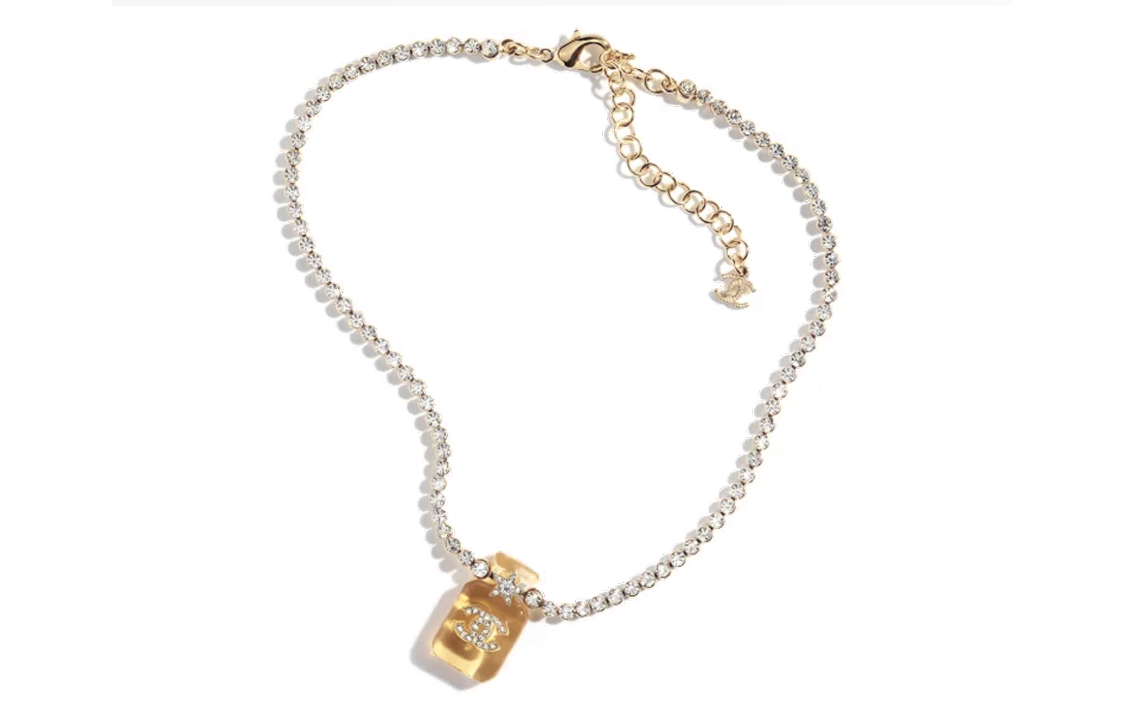 Order (W) 샤넬 23S 오렌지 향수병 더블 C 크리스탈 목걸이. ABA843-B10935-NN980