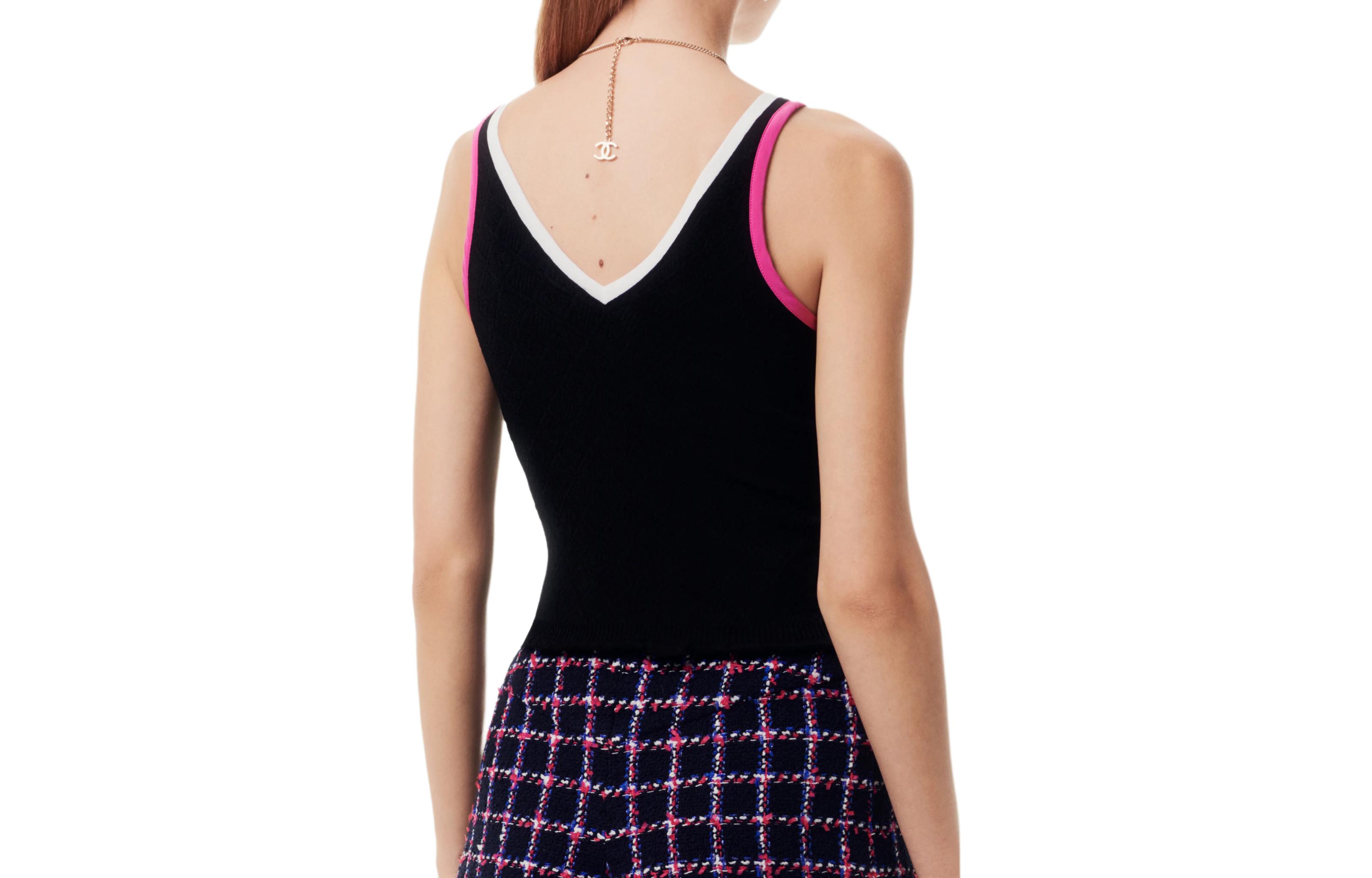 Lookbook (W) シャネル 春夏 2024 Vネック ベスト コントラストトリム - マルチカラー. P76840-K11050-NU981