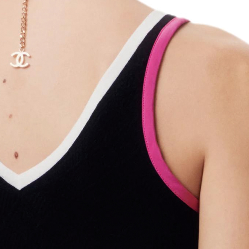 Details for (W) シャネル 春夏 2024 Vネック ベスト コントラストトリム - マルチカラー. P76840-K11050-NU981