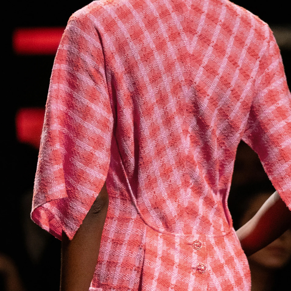 Shop (W) 香奈儿春夏24粉色格纹女士长袖连衣裙长款. P77275-V69111-NX151