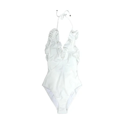 (Women) CHANEL Spring Summer Sleeveless Ruffled Open-Back Jumpsuit in White. P74898-V66375-NN418