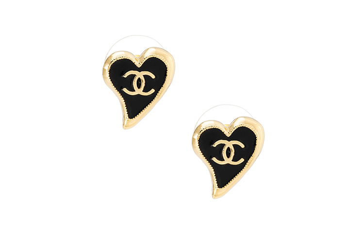 (Women) CHANEL Spring/Summer Heart Double C Black Gold Large Earrings for Women. AB8033-B07838-NH376 圖 2