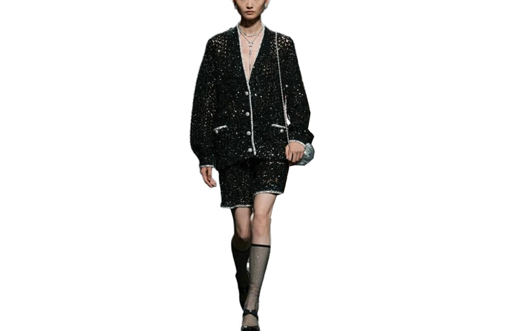 Order (W) CHANEL 春夏亮片高腰直筒短褲 女款 黑色 P75063-K10768-NN918