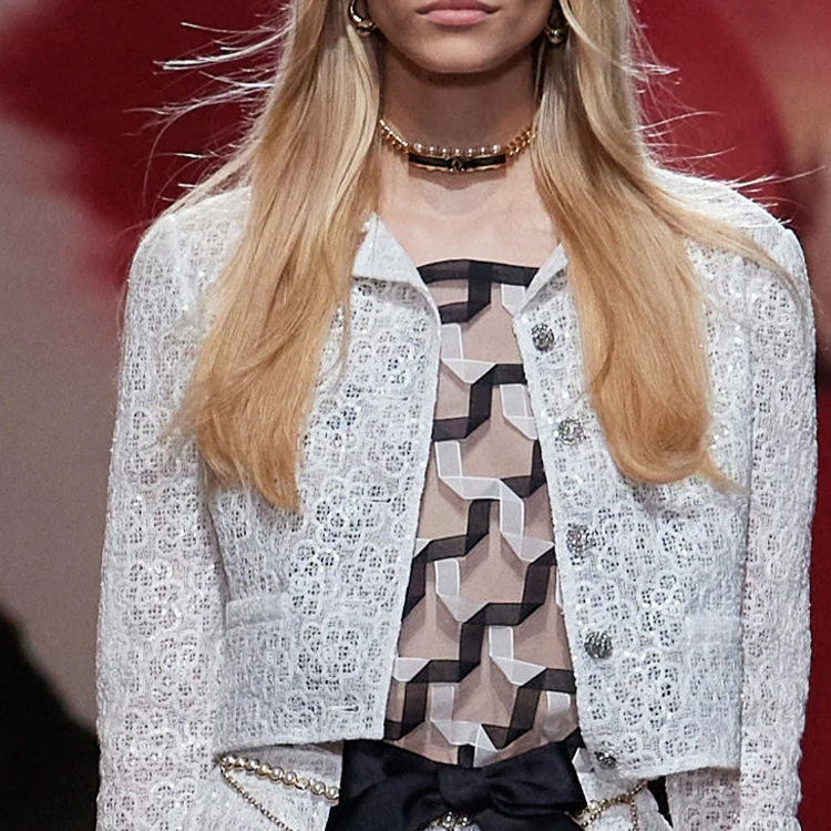 (Women) CHANEL Spring/Summer White Lace Sequin Long Sleeve Jacket for Women. P77293-V69088-0010 圖 6