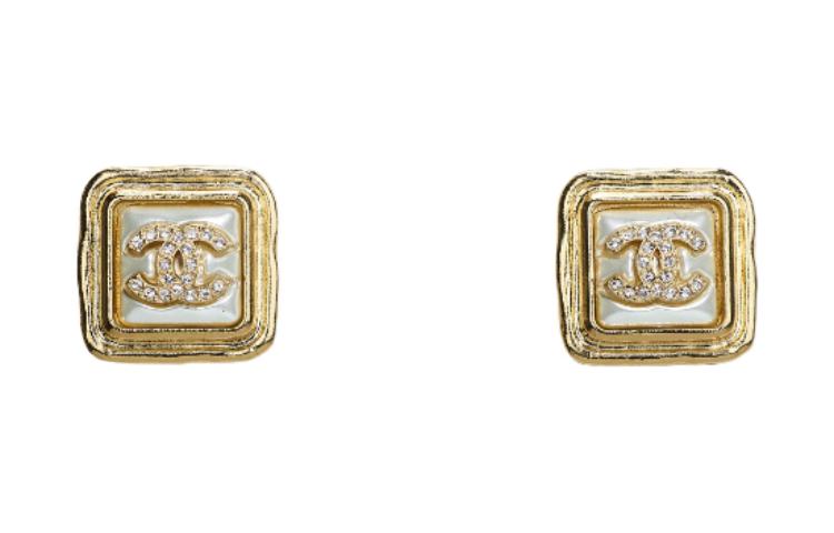 (Women) CHANEL Square Classic Logo Double C Crystal Earrings Gold Women Accessories AB8883-B08652-NJ271 圖 2