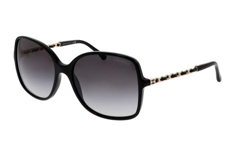 (Women) CHANEL Square Sunglasses Black – Lambskin Metal Weave, RX-Compatible. CH5210Q-C501-3C