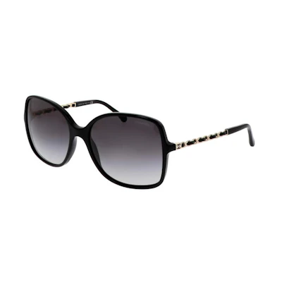 (Women) CHANEL Square Sunglasses Black – Lambskin Metal Weave, RX-Compatible. CH5210Q-C501-3C