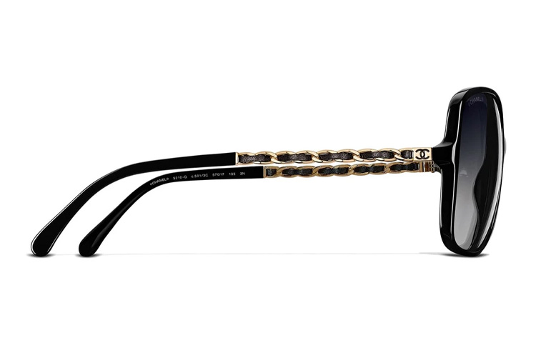 (Women) CHANEL Square Sunglasses Black – Lambskin Metal Weave, RX-Compatible. CH5210Q-C501-3C 圖 5