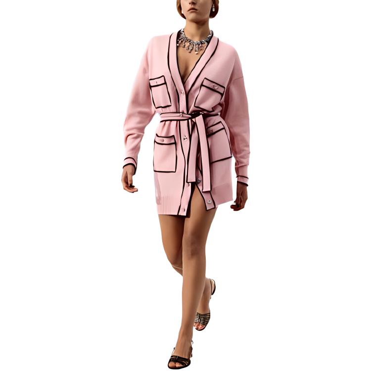 (Women) CHANEL SS21 Pink Cashmere-Style Tweed Long-Sleeve Dress for Women P70795-K10083-NC239