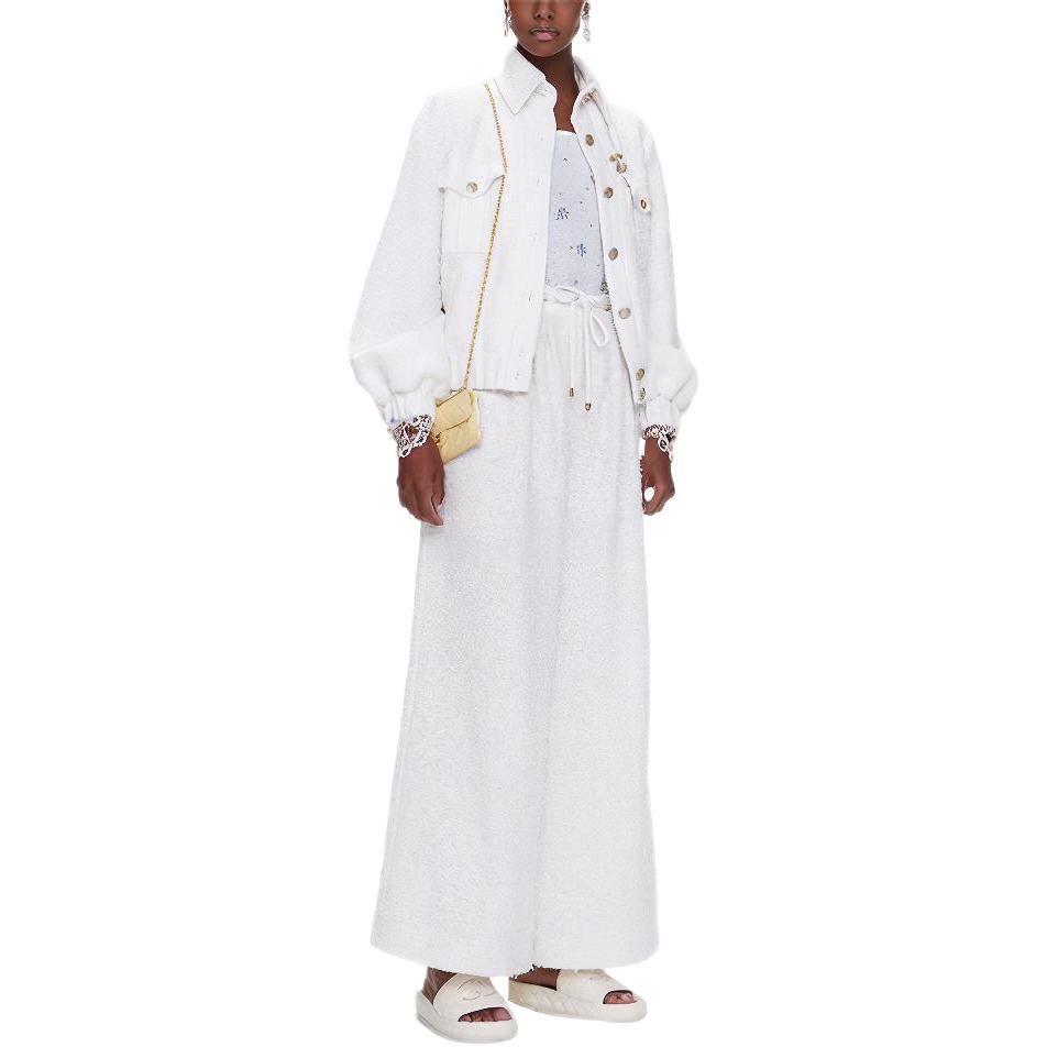 (Women) CHANEL SS21 White Wide-Leg Trousers with Lace-Up Design. P70076-V49091-MH951