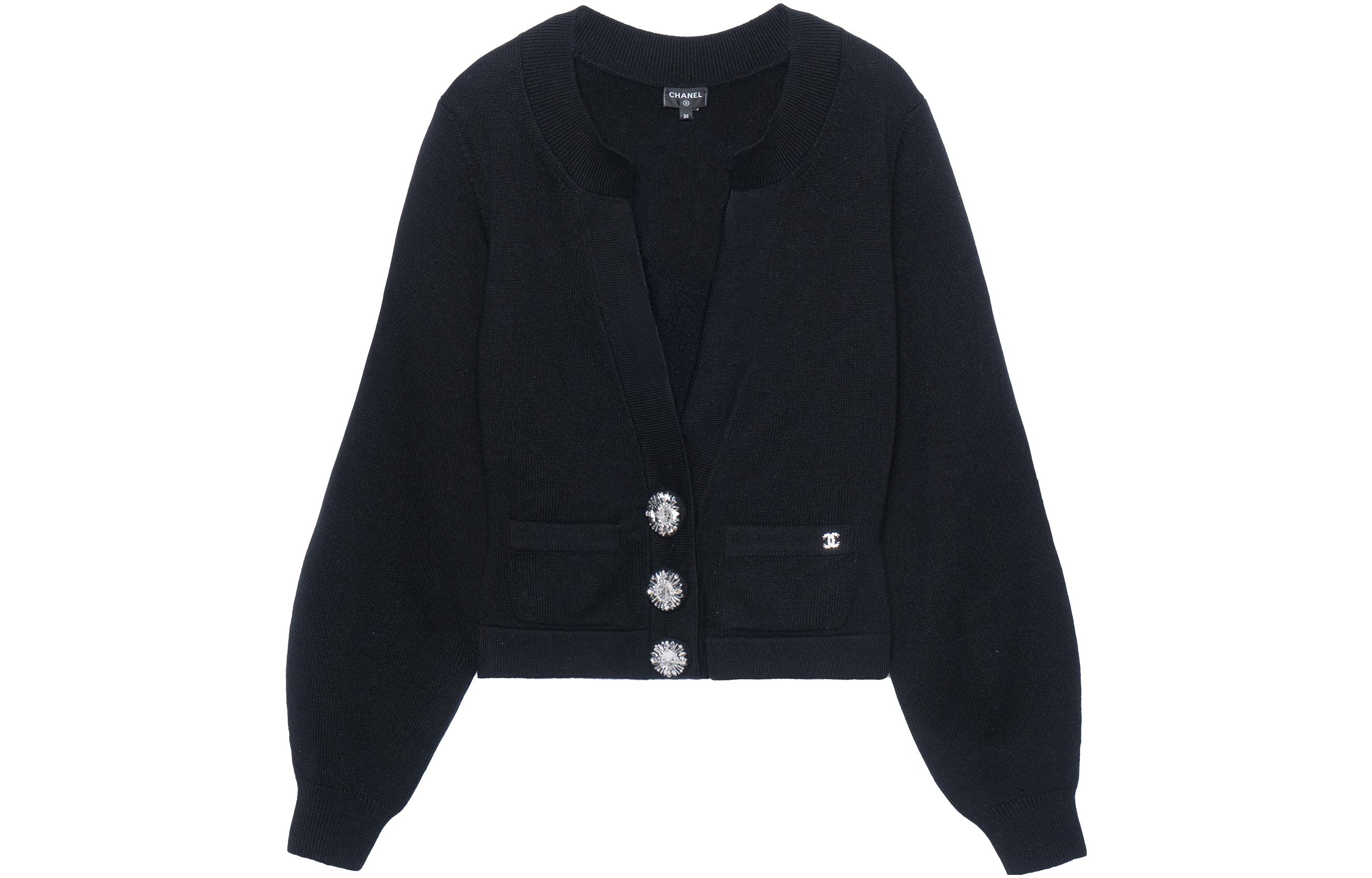 (Women) CHANEL SS22  Black Solid Color Single-Breasted Knit Cardigan P72975-K10512-94305